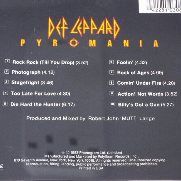 Def Leopard - Pyromania CD 1983 - Picture 4 of 4